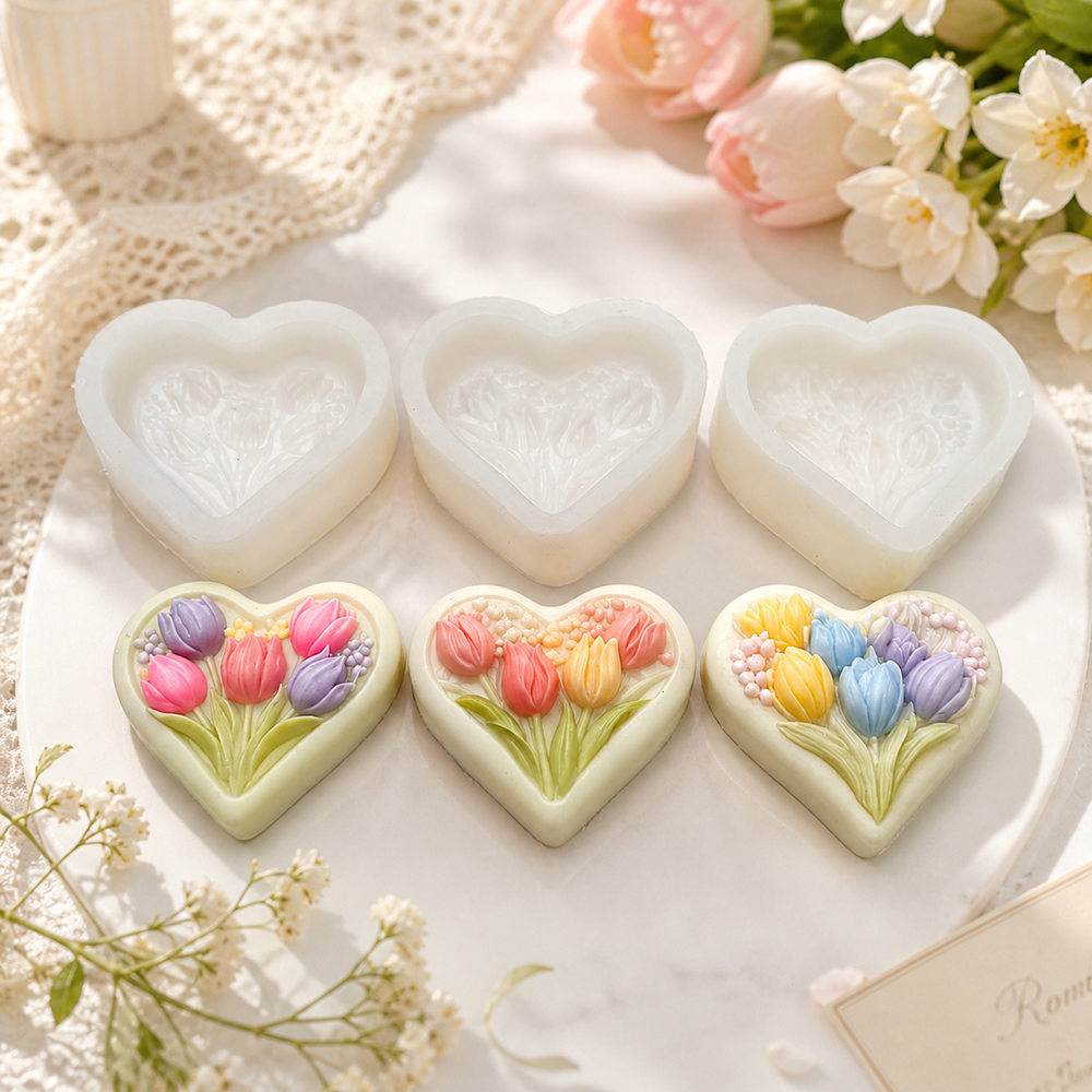 Soap Making Supplies Wholesale - Wholesale Love Tulip Silicone Candle Mold