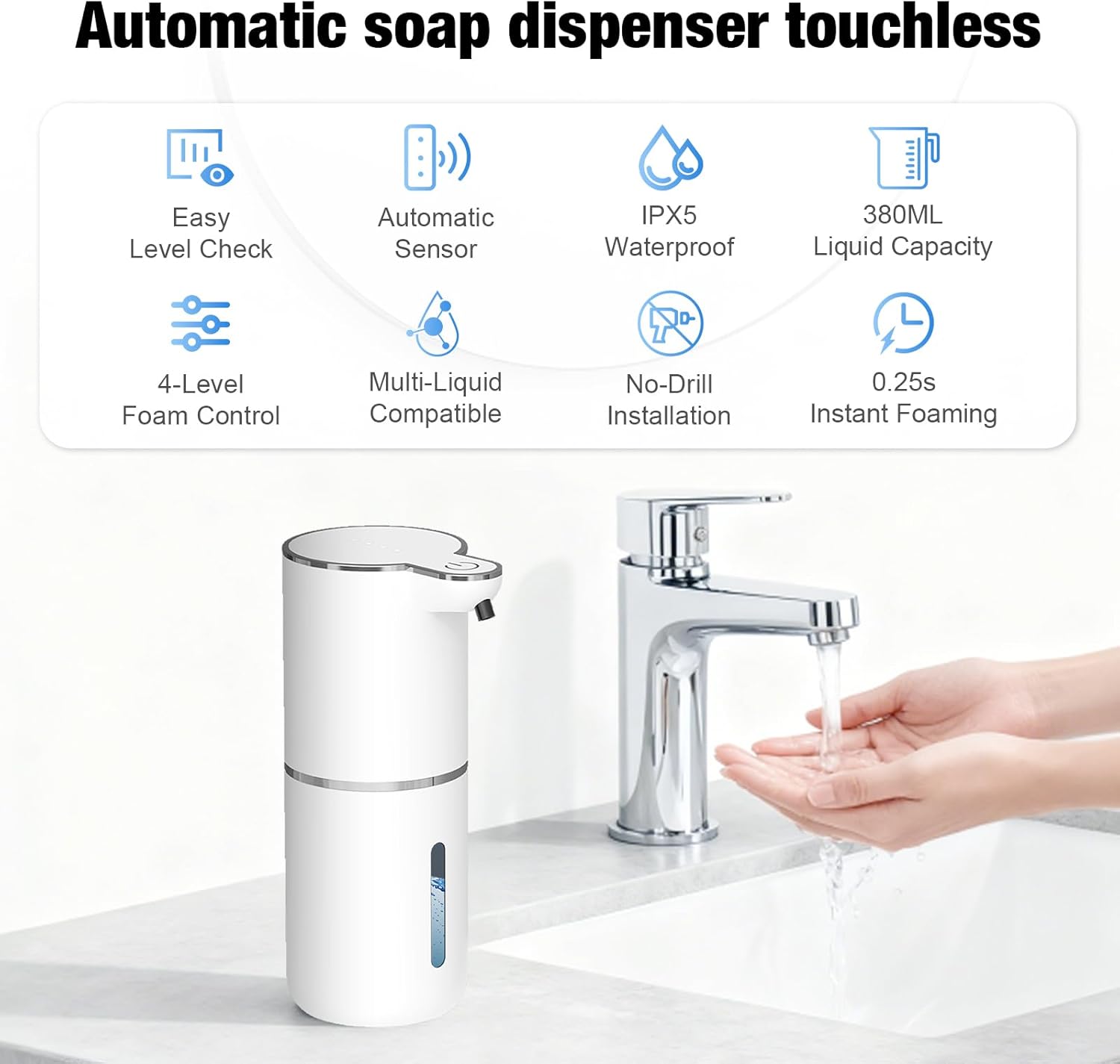 Soap Making Machine - 380ML P18D Touchless Countertop Or Wall-Mounted