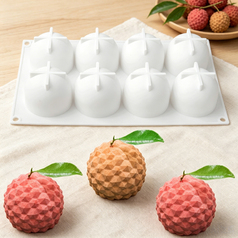 Soap Making Material - 8‑Cavity Lychee Silicone Mold Chocolate Pudding