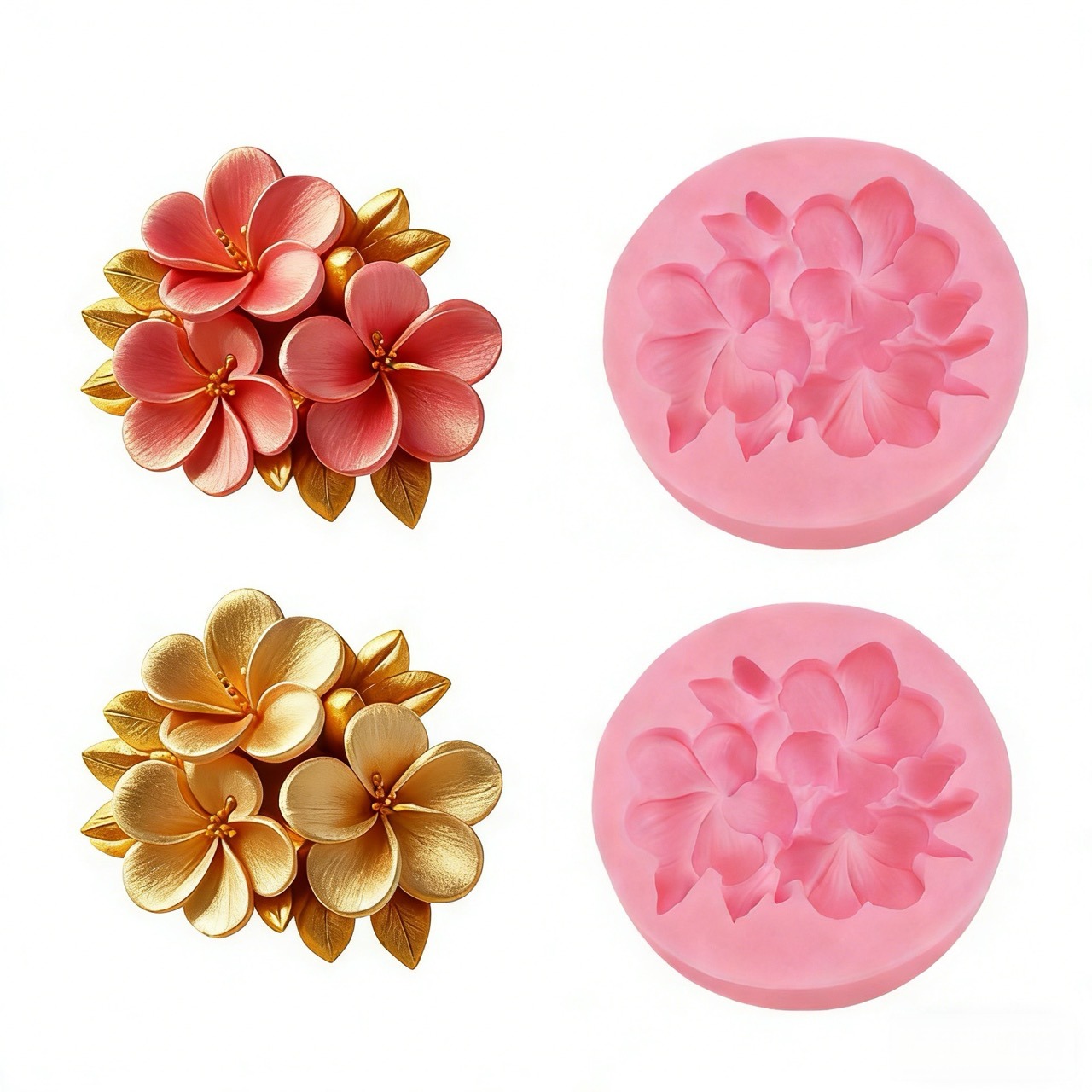 2 Pink Plumeria Silicone Molds - مراجعة Soap Making Designs وسعره